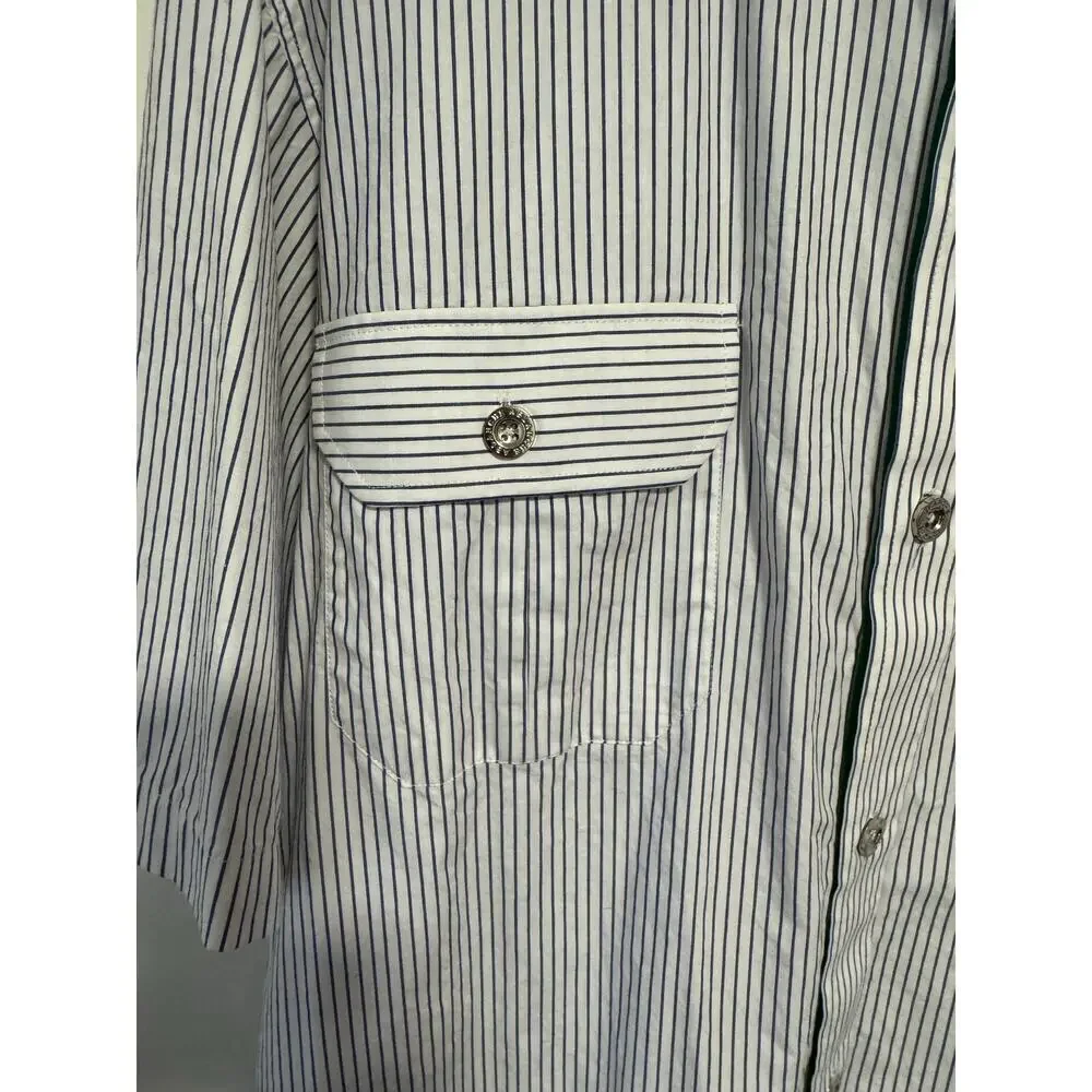 Vintage Ablanche men’s 3X military style blue & white shirt like new.